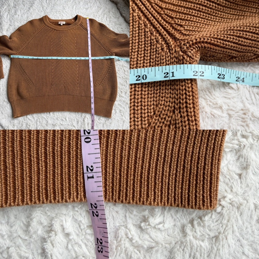 DemyLee New York Chelsea Cotton Ribbed Knit Crewneck Sweater Pecan Brown S - Picture 5 of 11